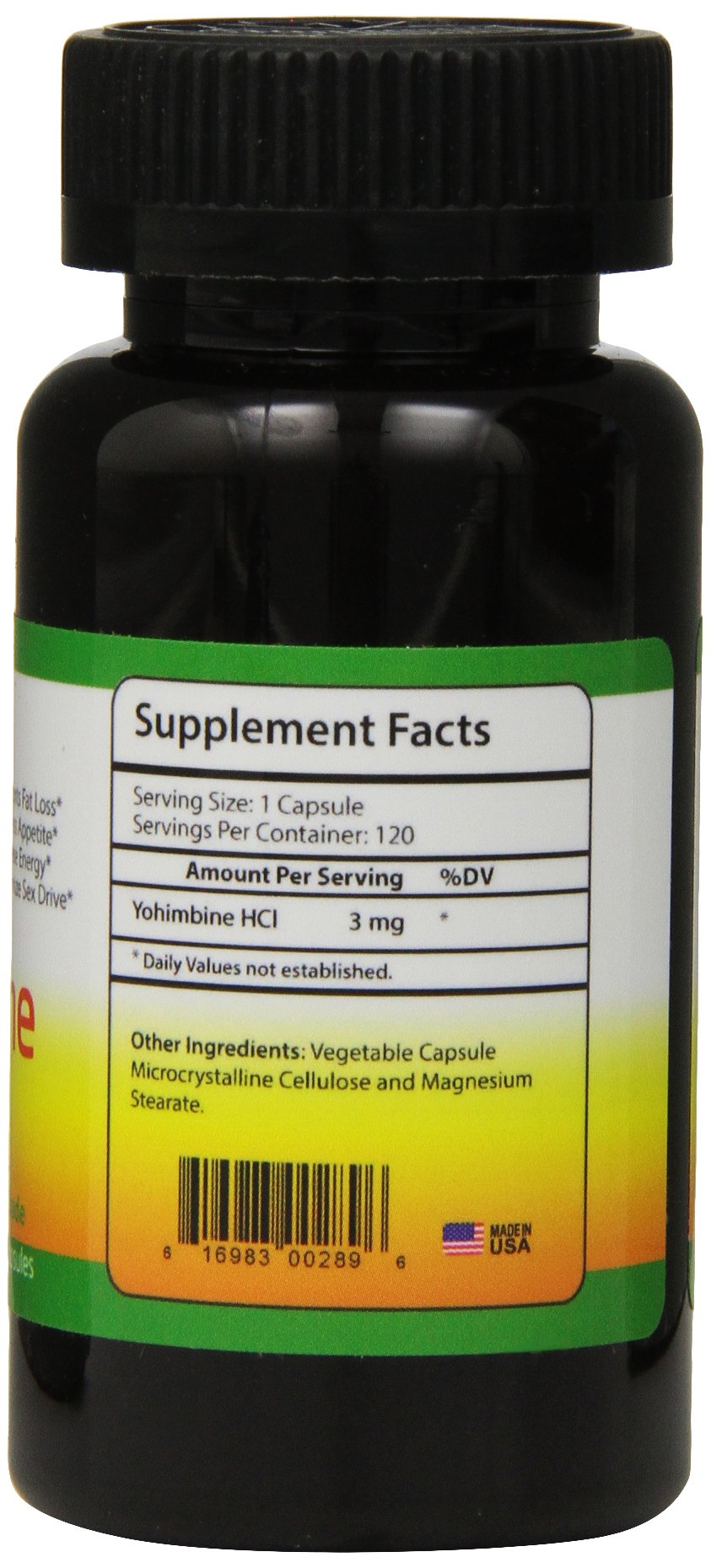 Yohimbine HCl label close-up