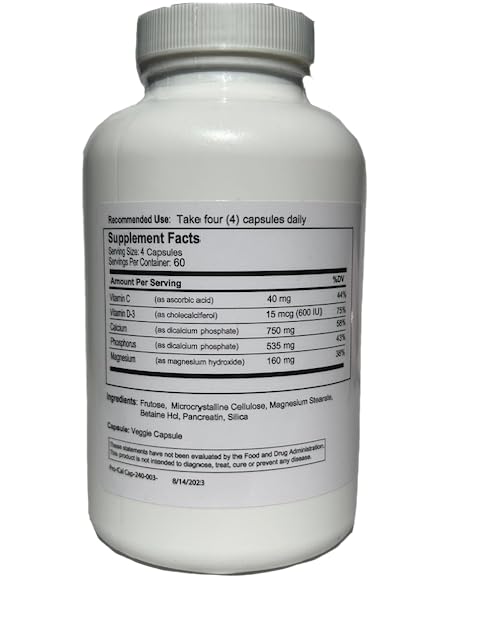 Family-owned American-made Biotek Pro-Cal calcium supplement label