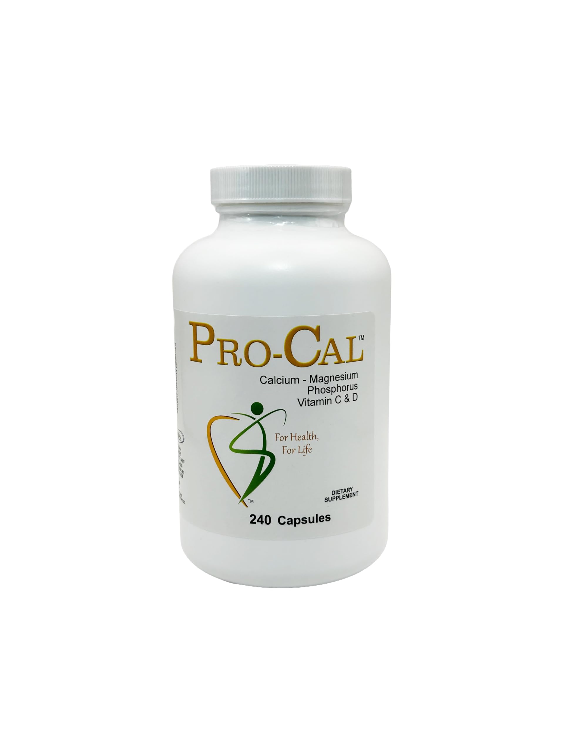 Biotek Pro-Cal bottle highlighting bone density and calcium with vitamin D3
