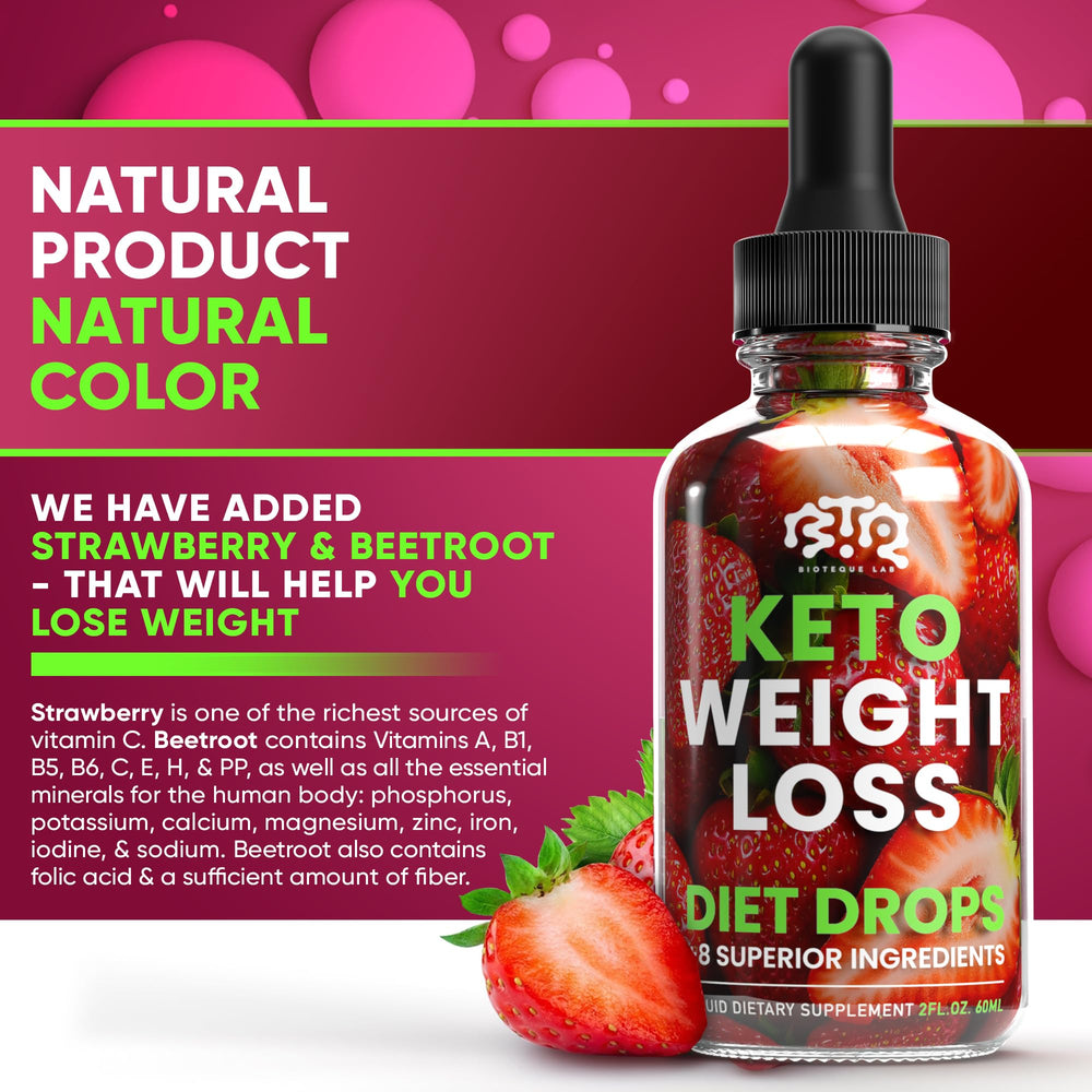 BIOTEQUELAB Keto Weight Loss Drops glass with water ready for consumption.