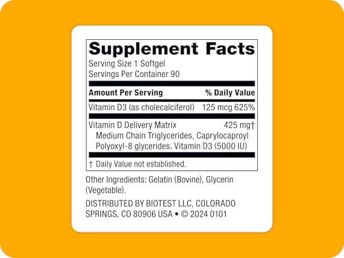 Biotest D Fix bottle back label showing ingredients and directions