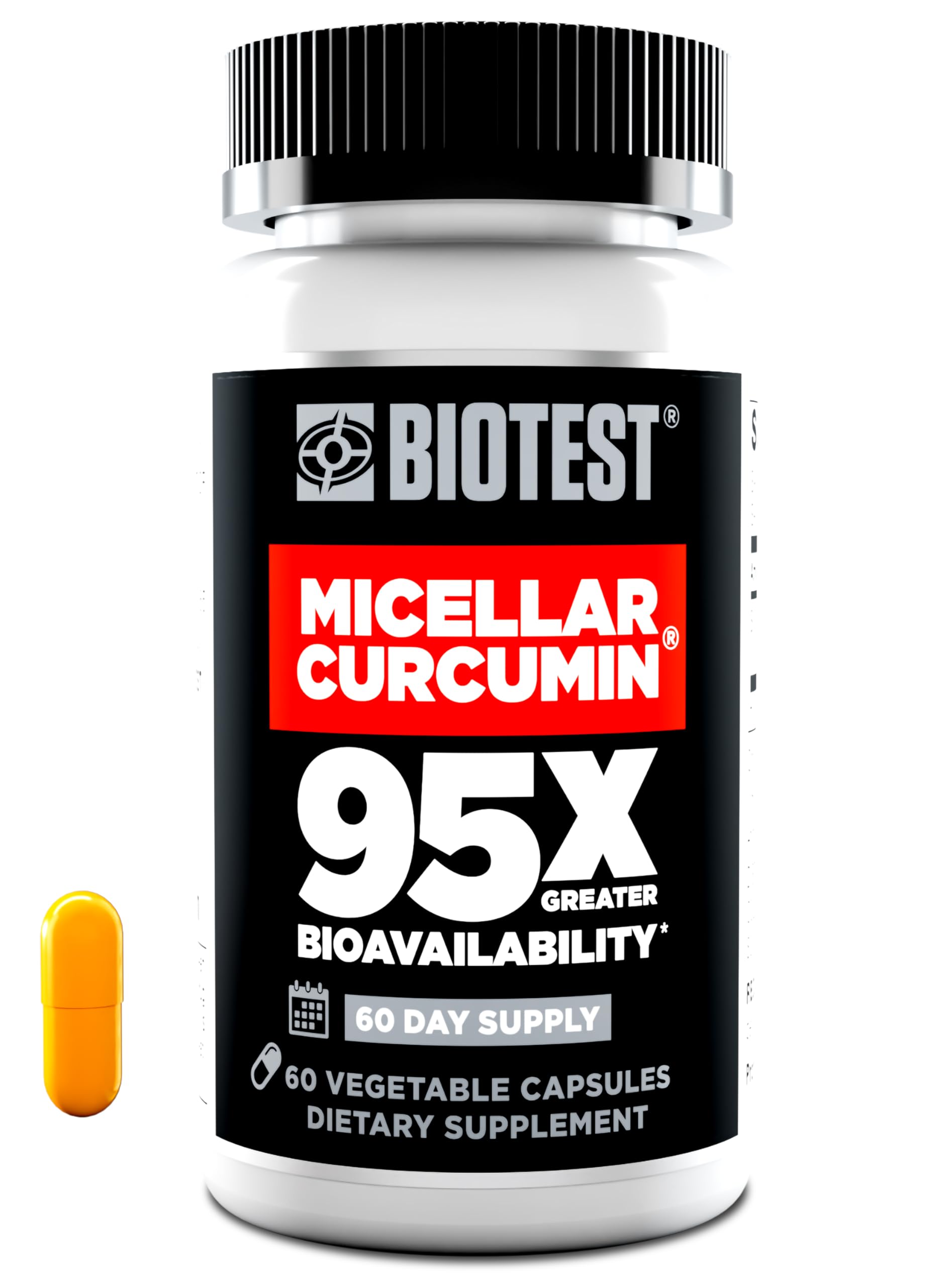 Biotest Micellar Curcumin bottle with 60 capsules (front view)