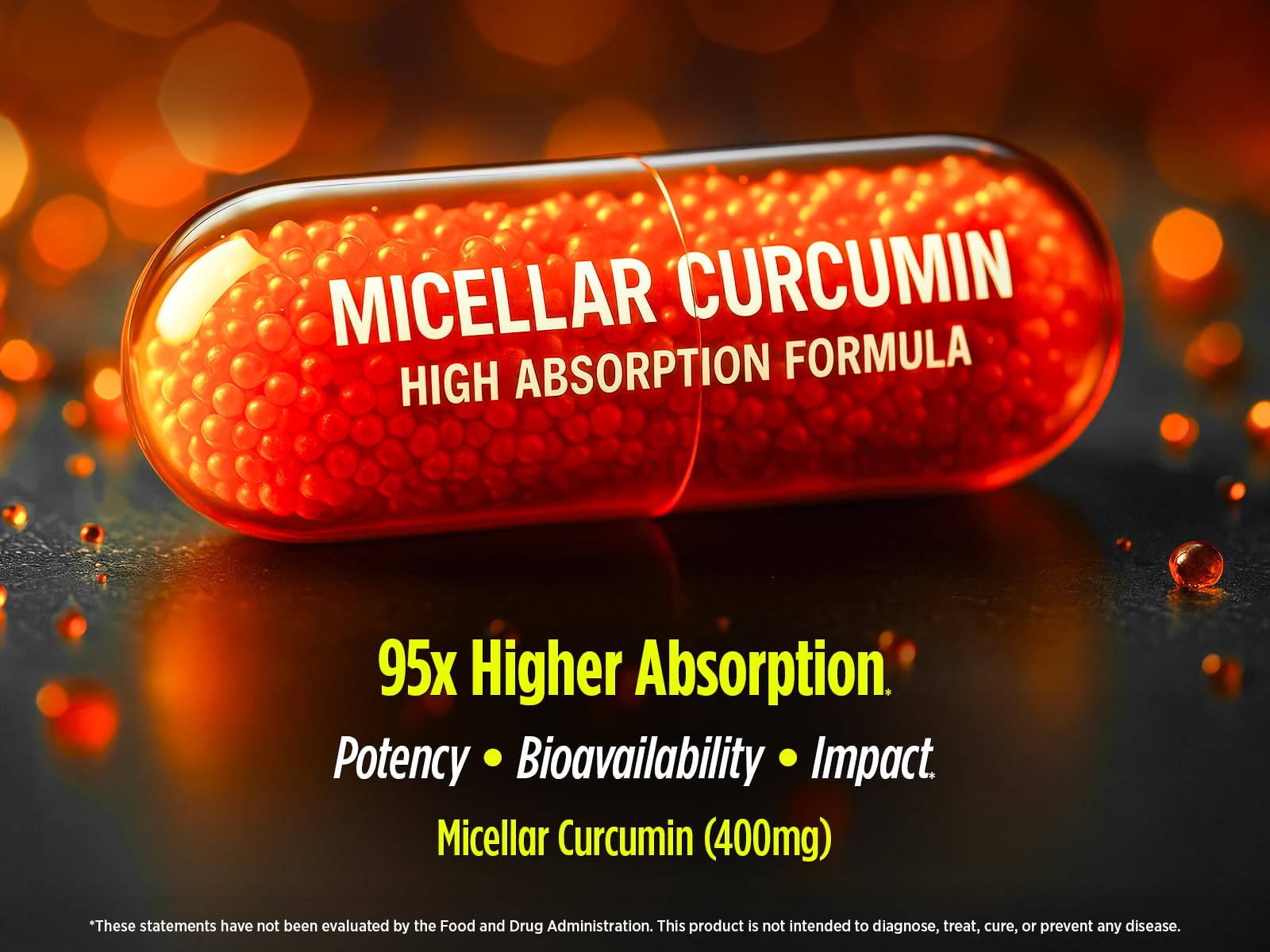 Graphic illustrating 95x absorption of micellar curcumin