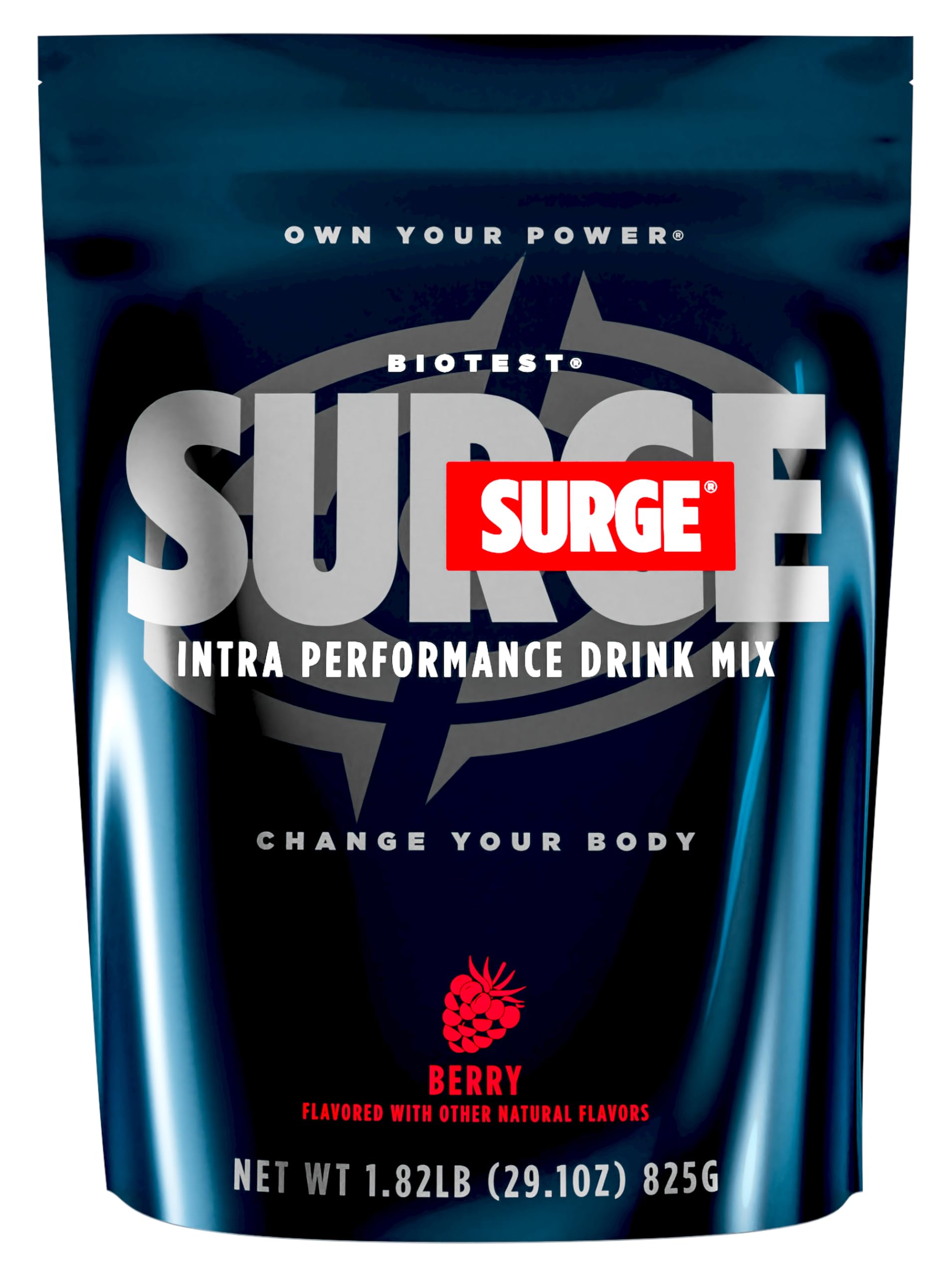 Biotest Surge Berry bottle front shows brand and flavor for intra-workout fueling
