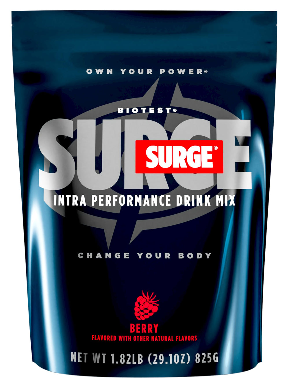 Biotest Surge Berry bottle front shows brand and flavor for intra-workout fueling