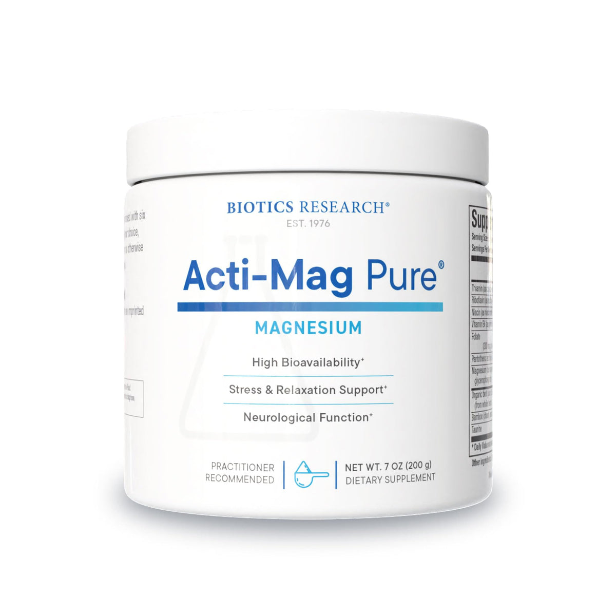 Biotics Acti-Mag Pure tub with magnesium glycerophosphate powder