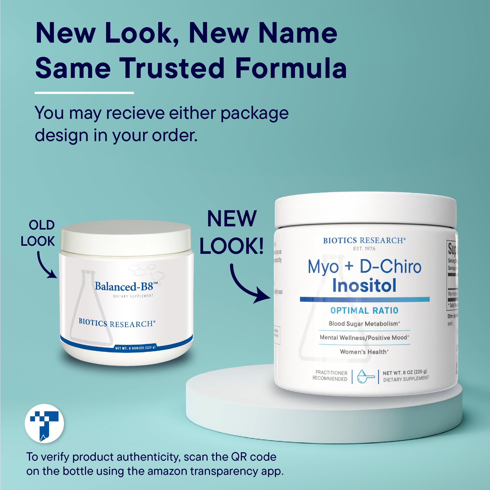 40:1 ratio of Myo-Inositol and D-Chiro-Inositol in Biotics Balanced B8 Powder