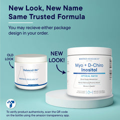 40:1 ratio of Myo-Inositol and D-Chiro-Inositol in Biotics Balanced B8 Powder
