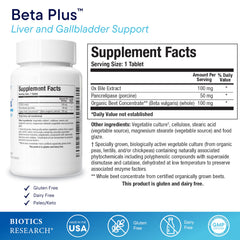 Biotics Beta-Plus capsules next to bottle