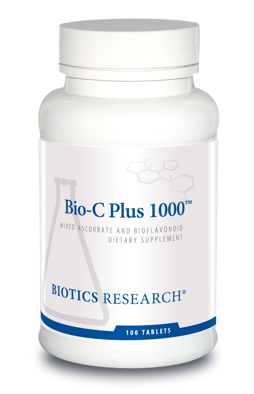 Front view of Biotics Bio C Plus 1000 bottle