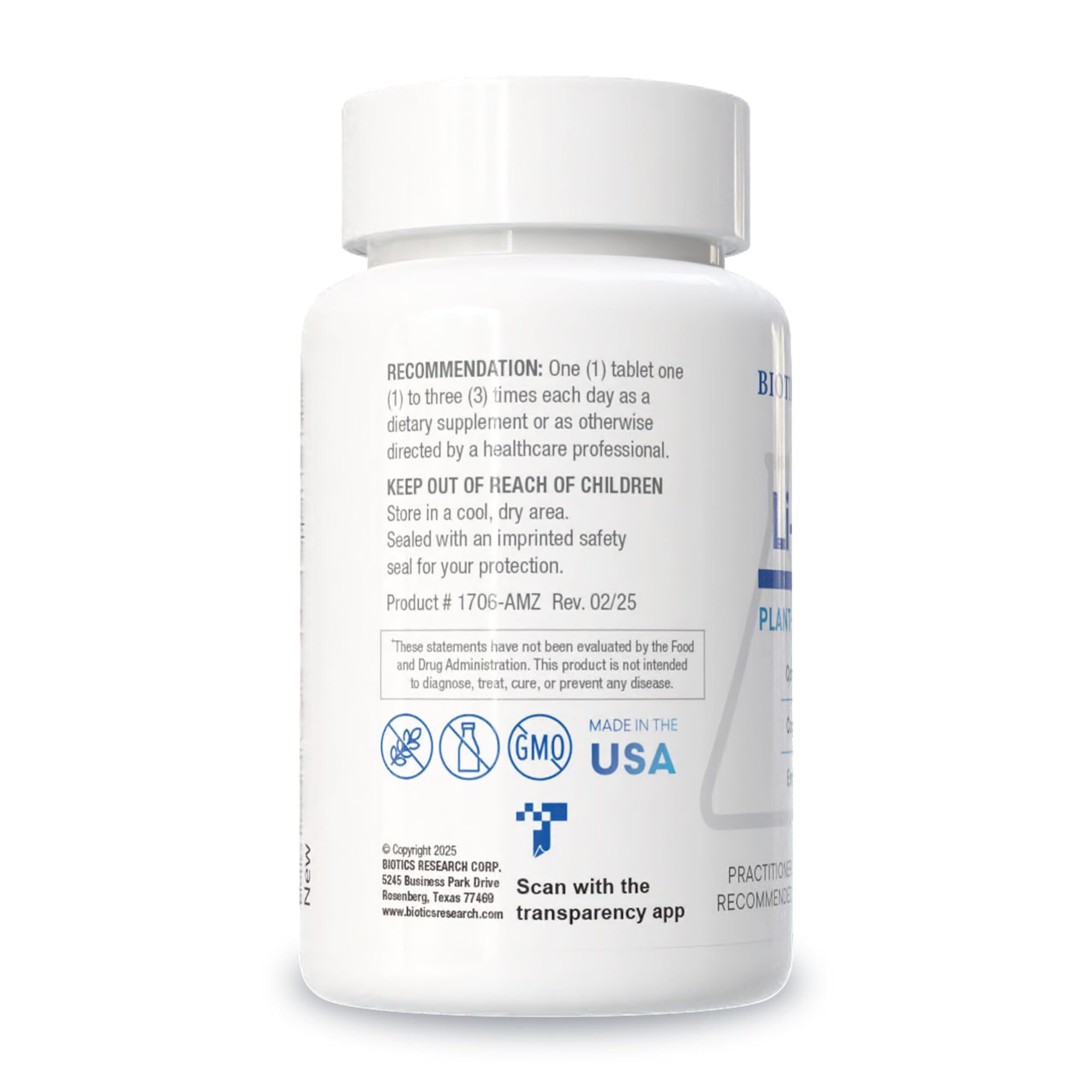 Close-up of Li Zyme 50 mcg tablet next to the bottle