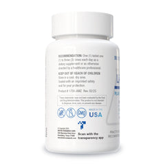 Close-up of Li Zyme 50 mcg tablet next to the bottle