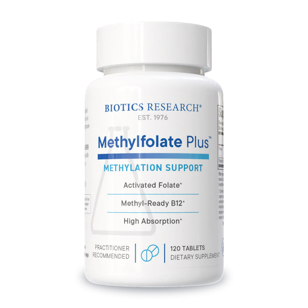 Biotics METHYLFOLATE Plus bottle front label – 120 tablets