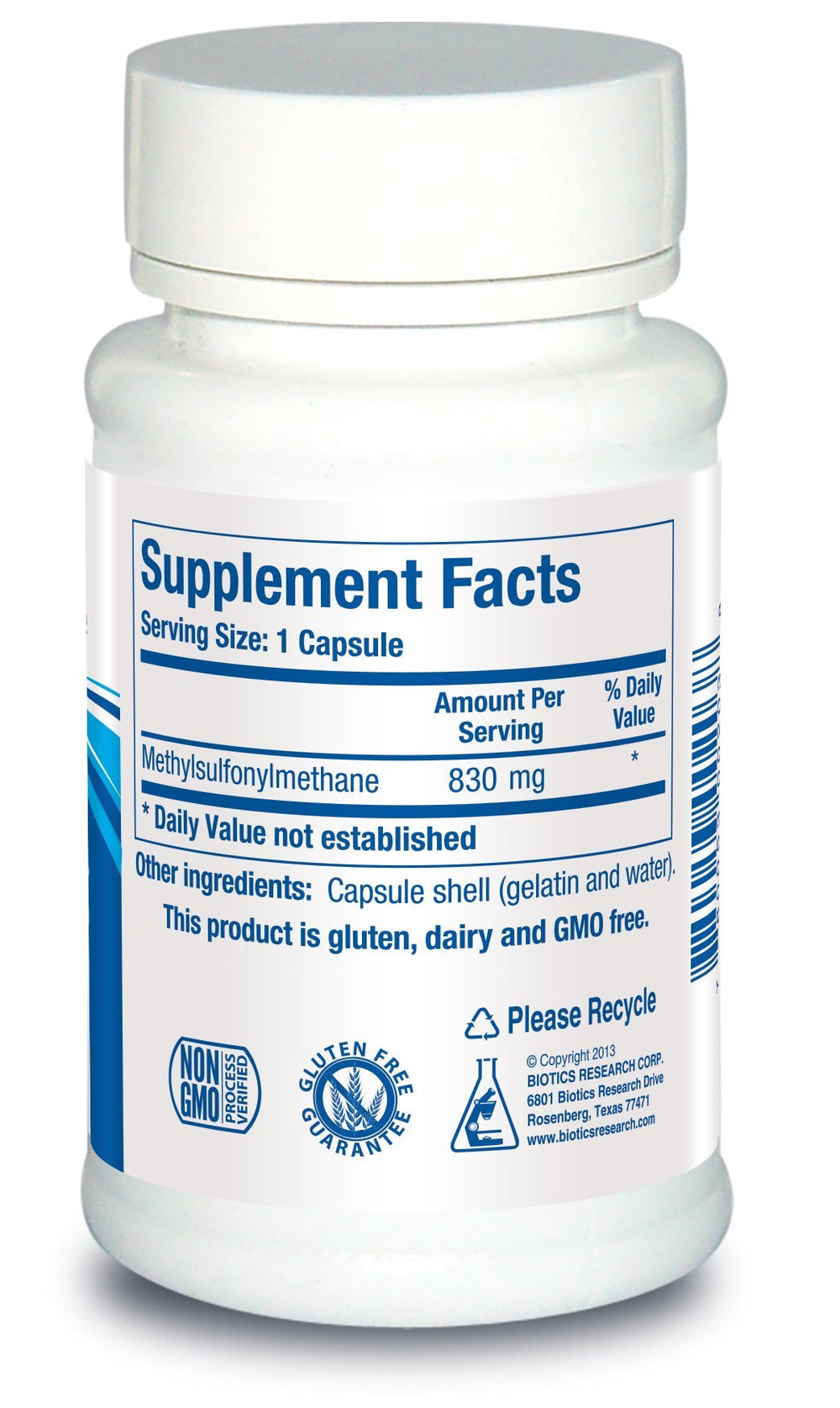 MSM sulfur capsules close-up