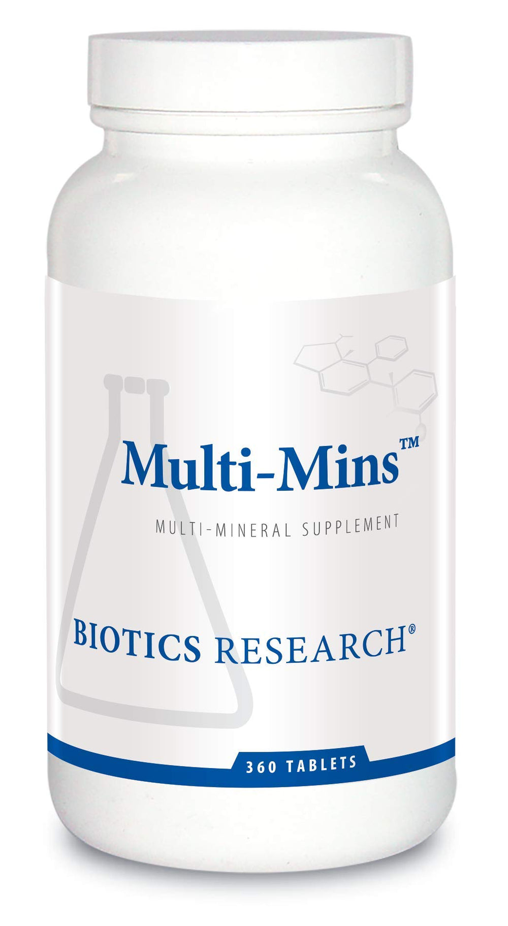 Front view of Biotics Multi-Mins bottle and label - 360 tablets