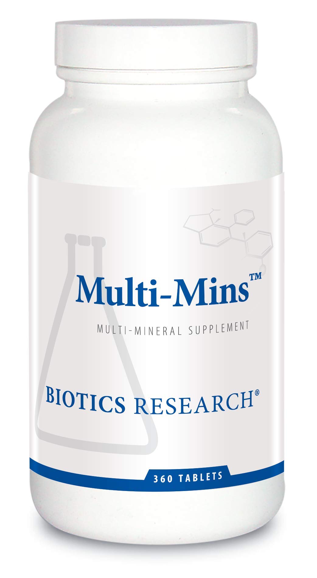 Front view of Biotics Multi-Mins bottle and label - 360 tablets
