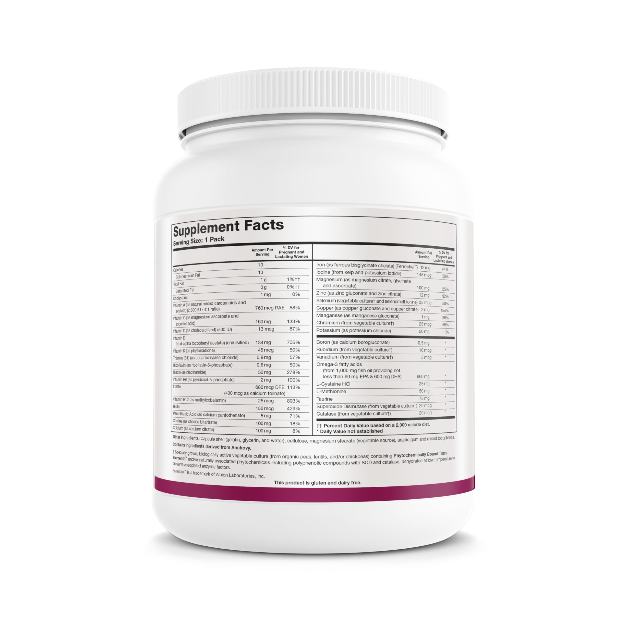 Prenatal nutrition product box and bottle