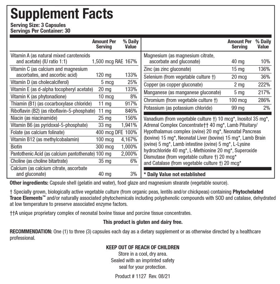 BIOTICS RESEARCH ingredient label detail highlighting nutrient list for transparency