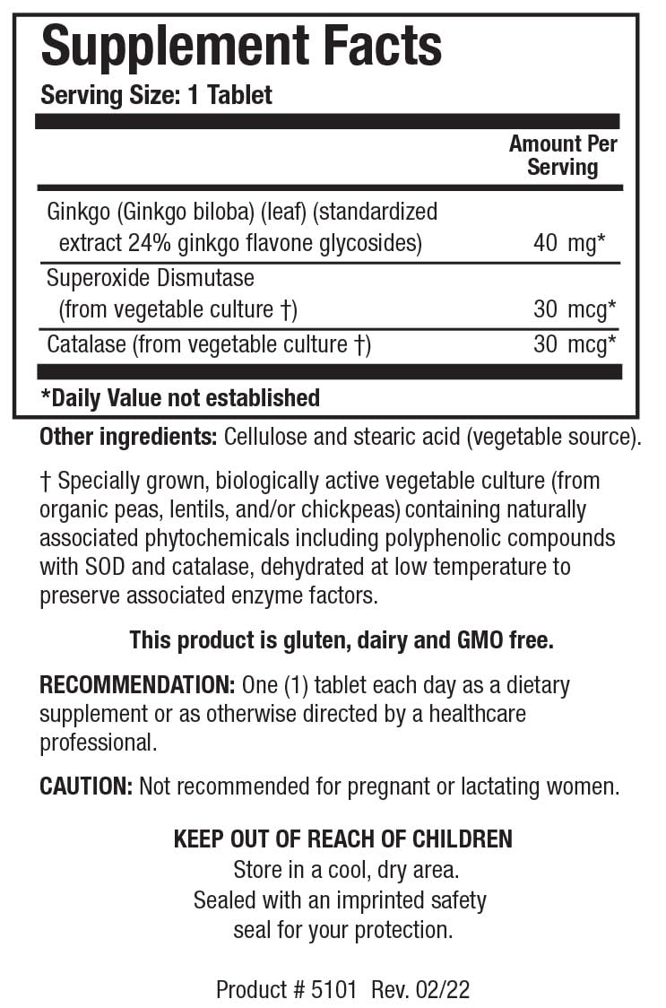 Close-up of Ginkgo Biloba standardized 24% extract tablet