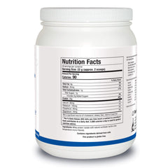 Biotics Research Whey Protein Isolate ingredient label close-up emphasizes non-GMO and purity.