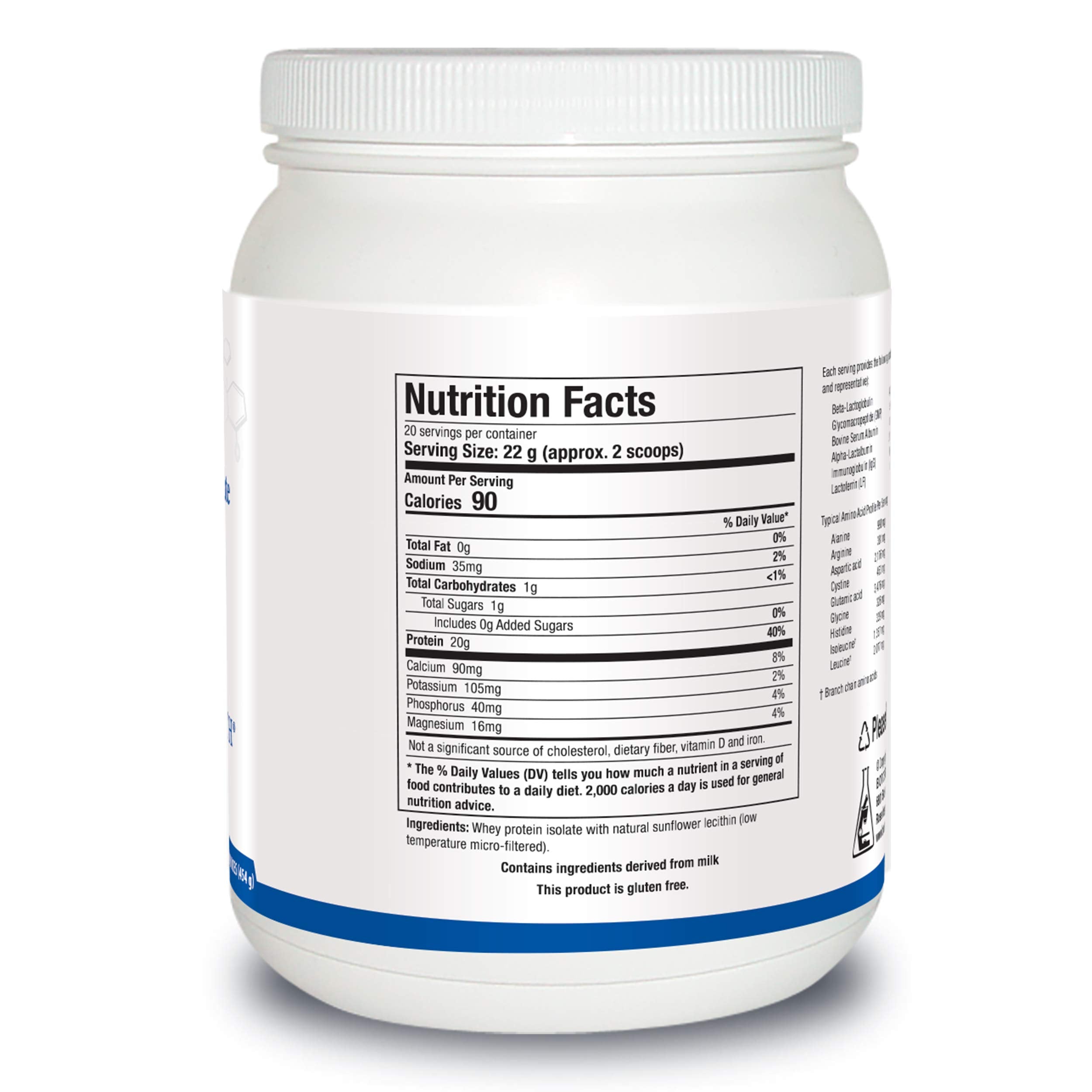 Biotics Research Whey Protein Isolate unflavored scoop highlights fast-absorbing protein for workouts.