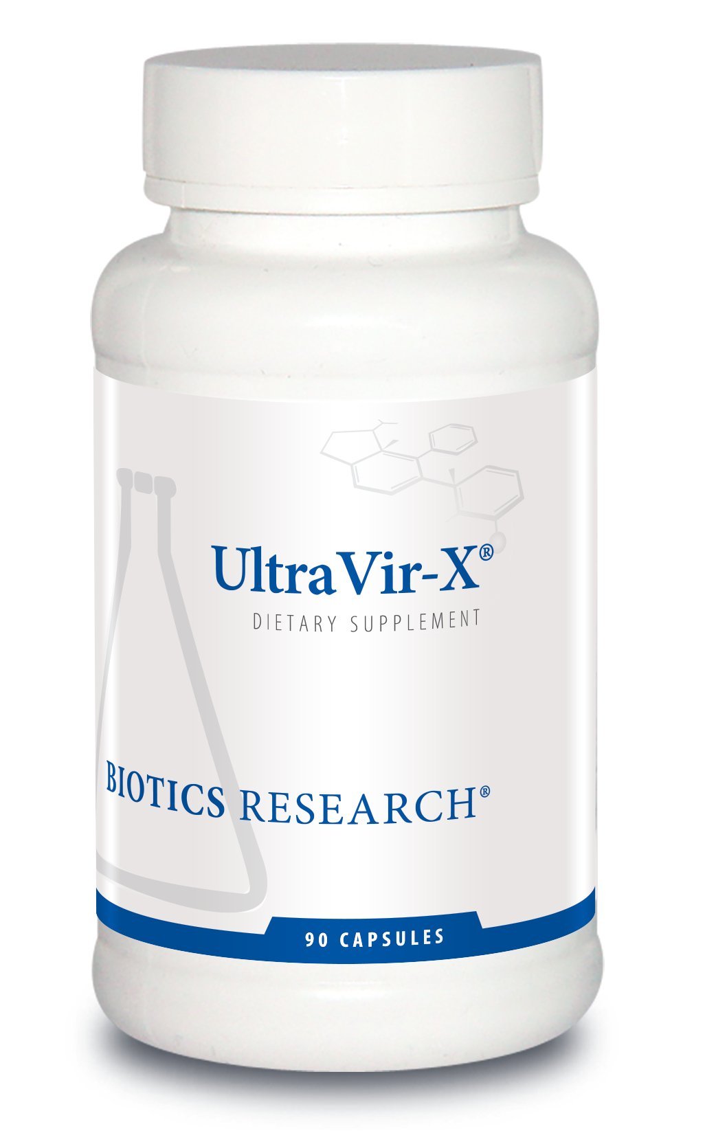 Front view of Biotics Research UltraVir-X 90 capsules bottle
