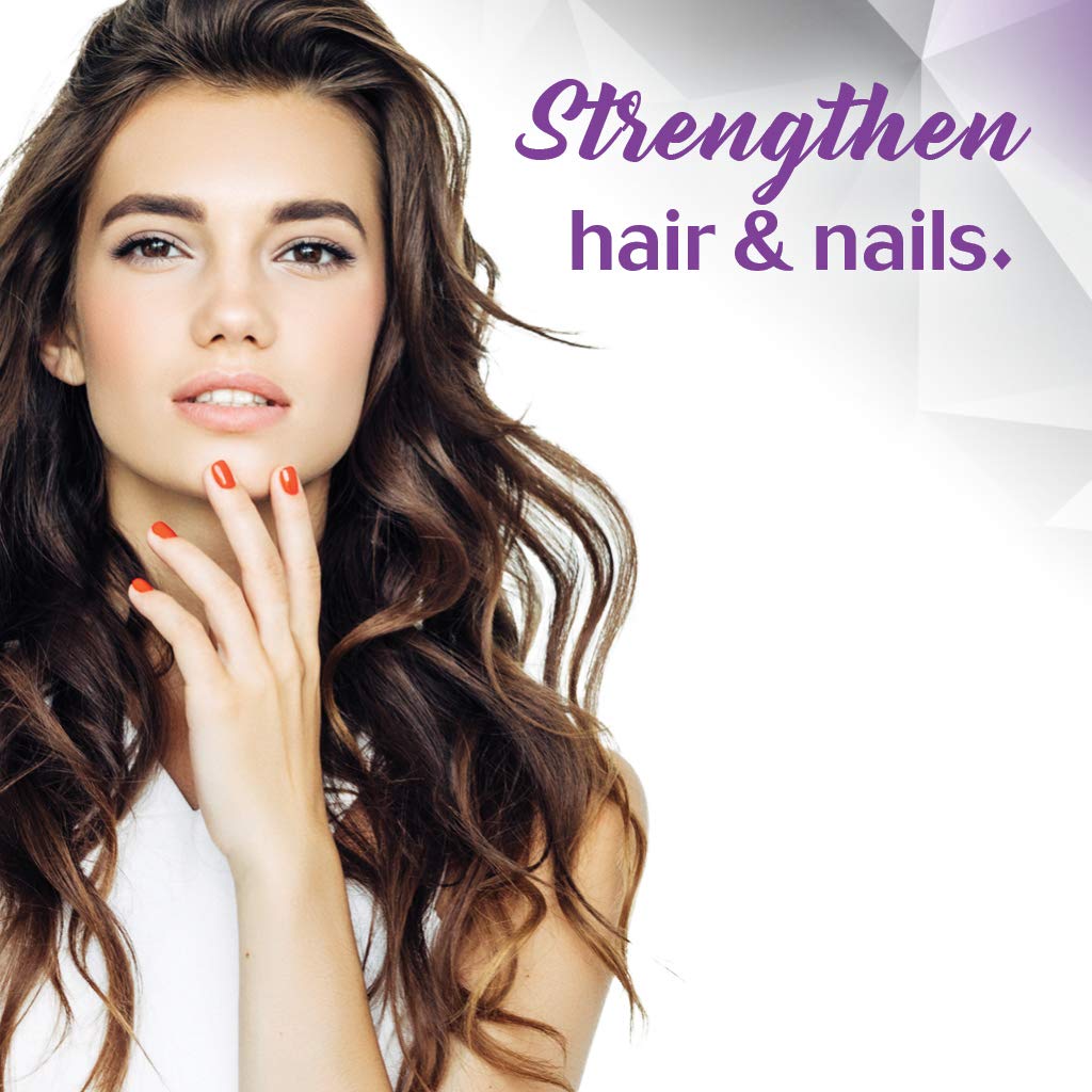 Close-up of crystalline biotin capsules (10,000 mcg)