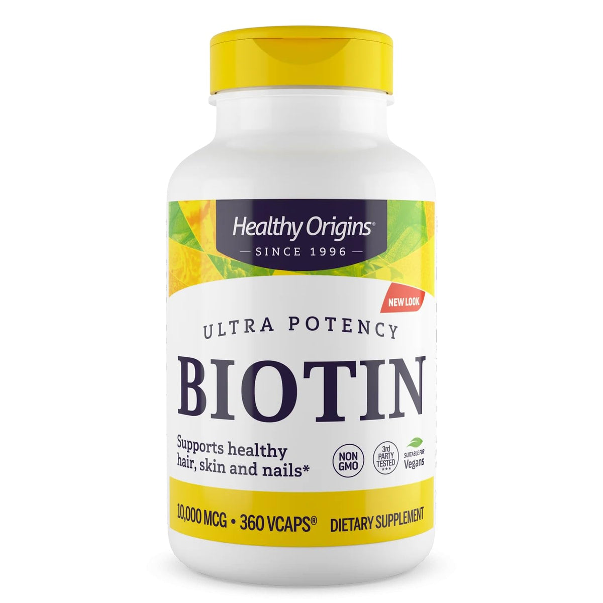 Healthy Origins Biotin 10,000 mcg bottle – USP Grade, Non-GMO, Gluten Free