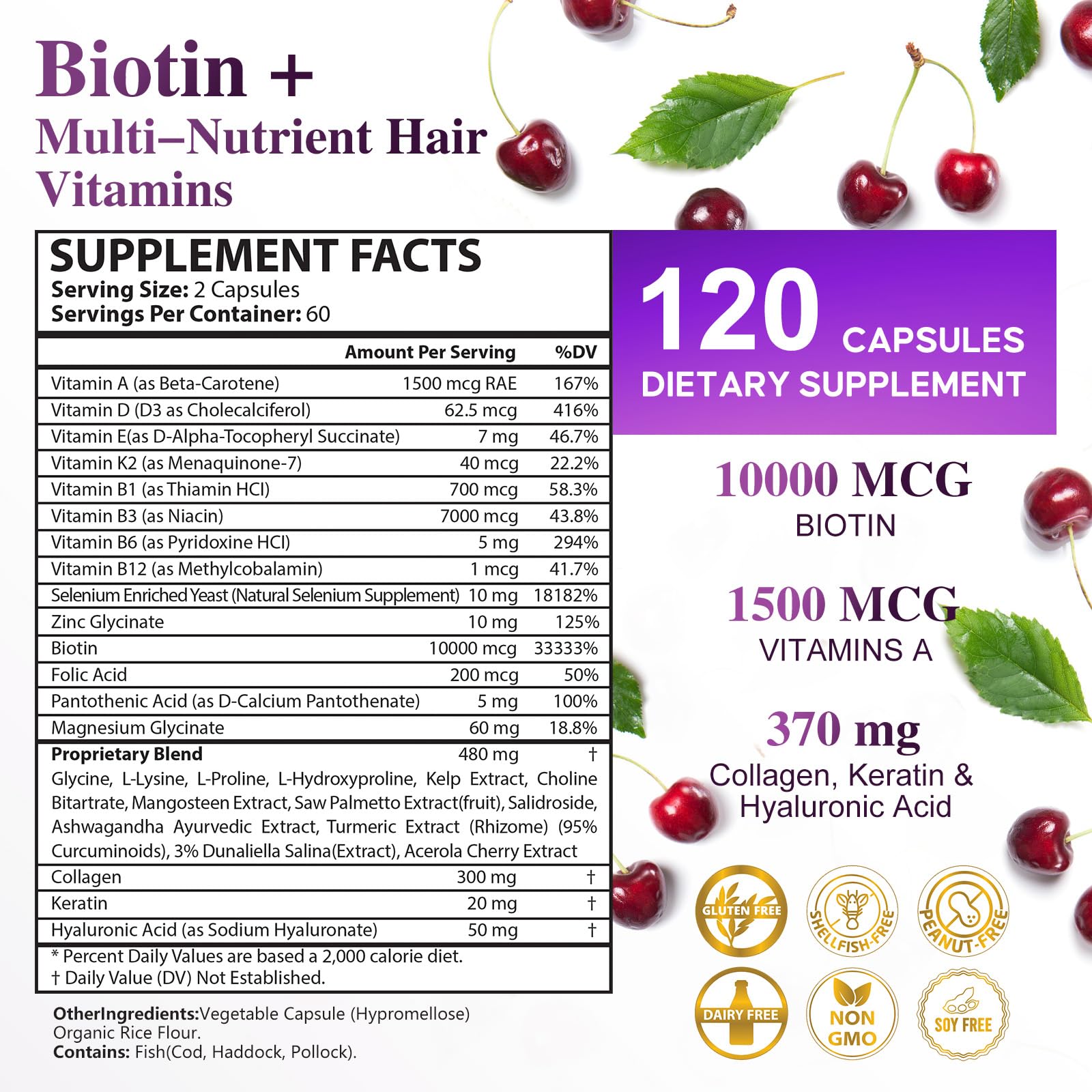 Close-up of Biotin, collagen, and keratin blend on tablet