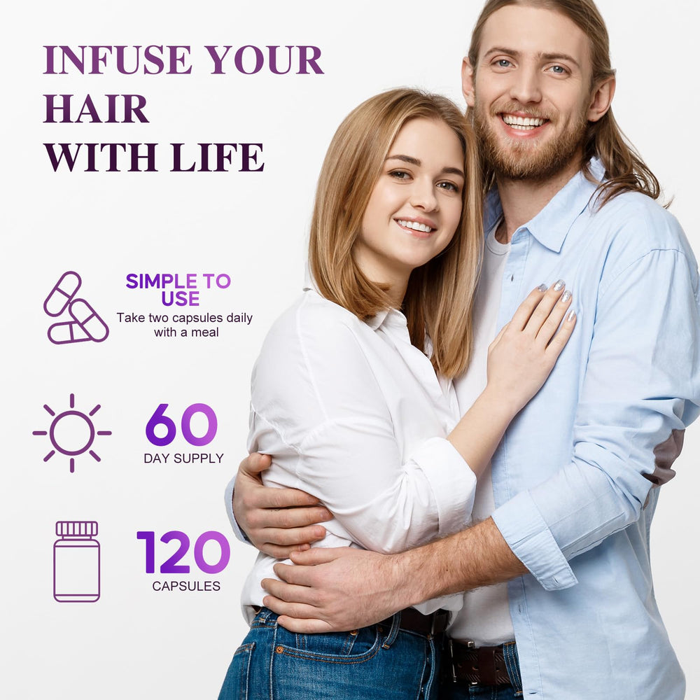 Healthy-looking hair and nails illustration with Biotin supplement