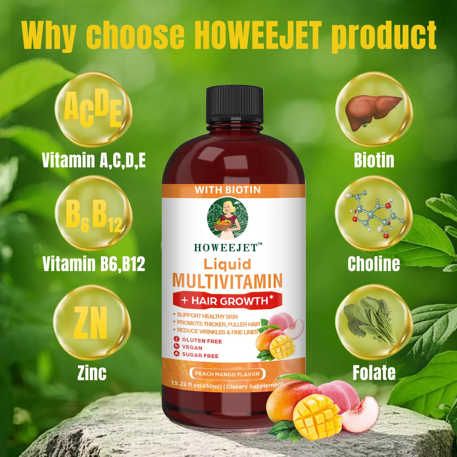 Close-up of Biotin 10,000 mcg highlighting high absorption