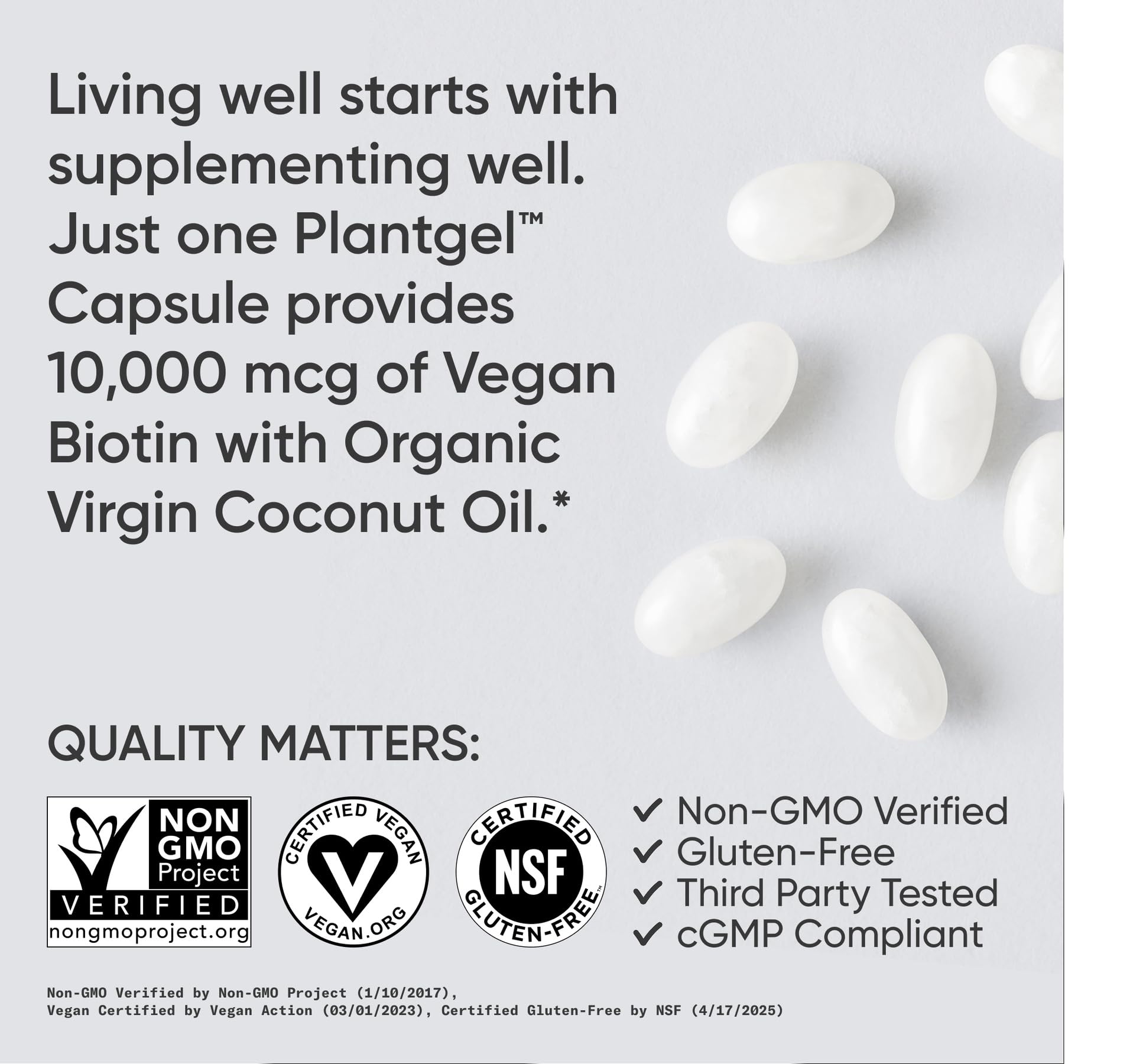 Ingredient: Organic coconut oil used in Biotin 10,000 mcg capsules