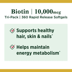 Close-up of Biotin 10000 mcg rapid-release softgels
