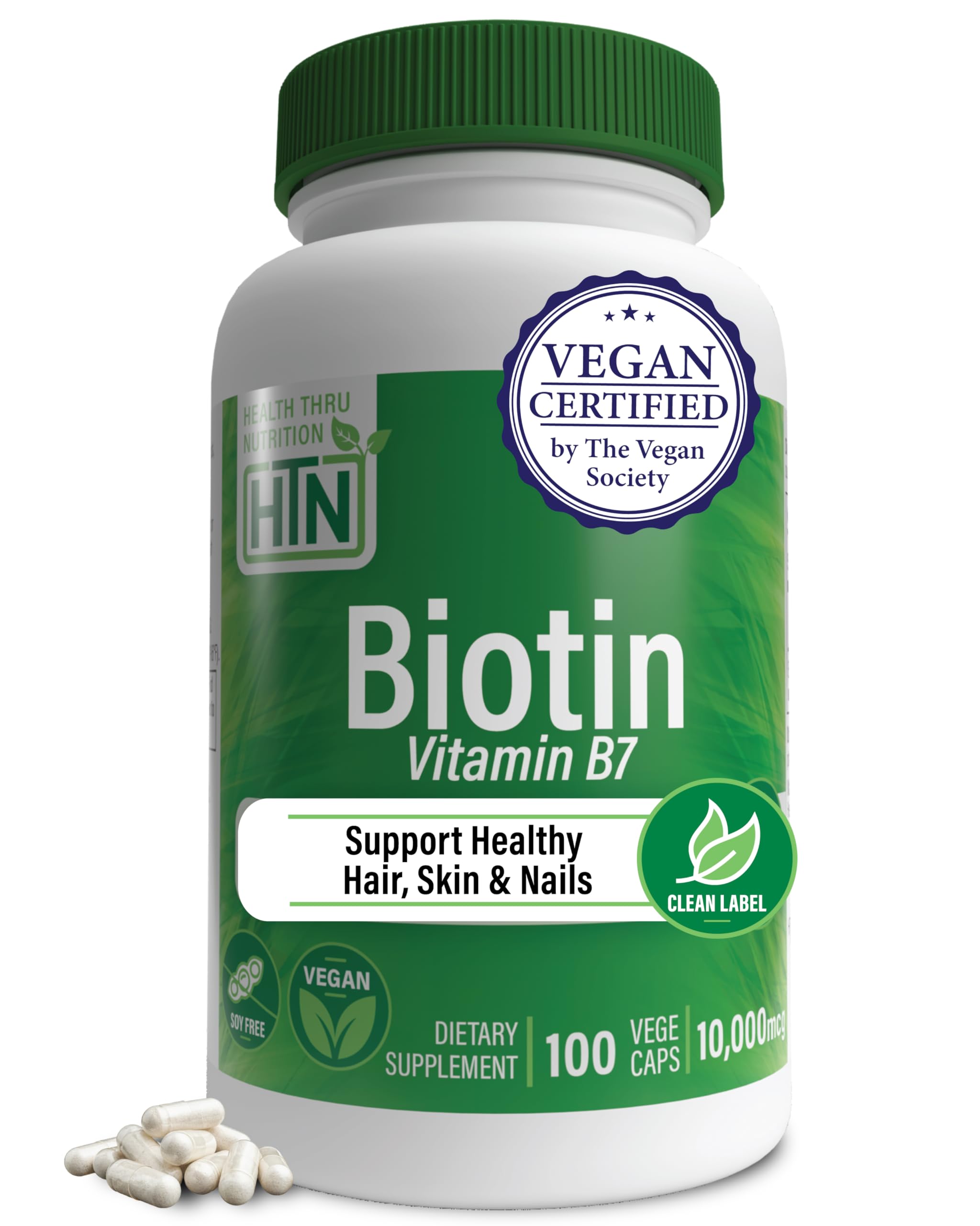 Health Thru Nutrition Biotin 10,000mcg vegan bottle label