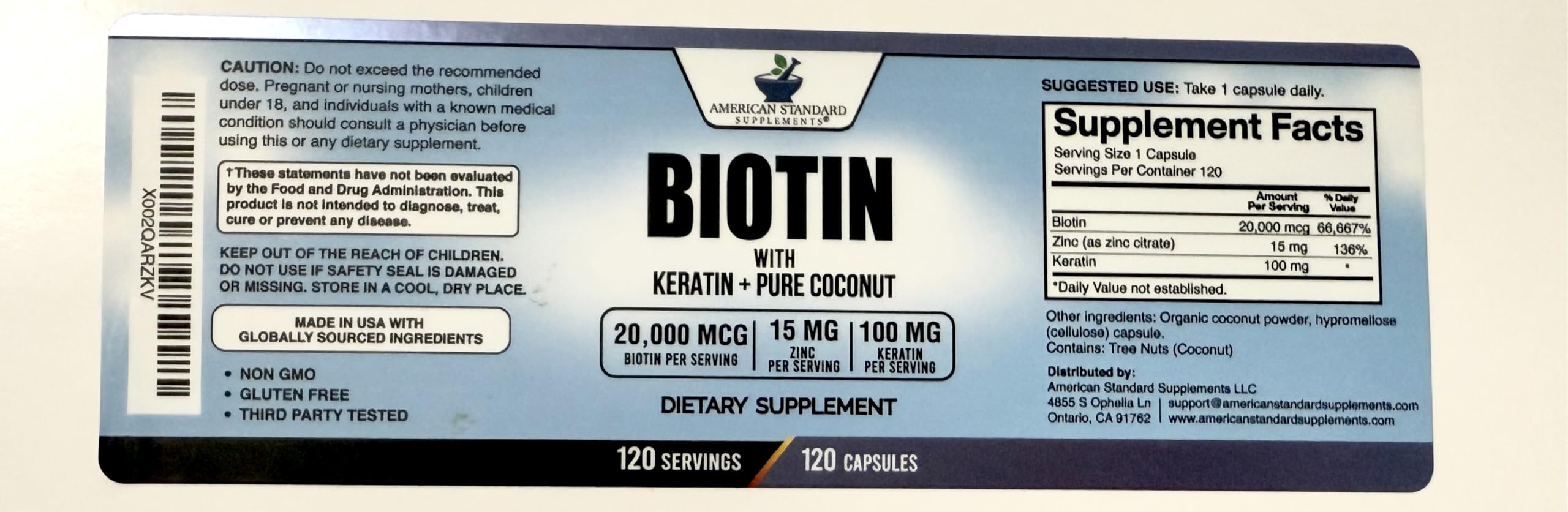 Veggie capsule bottle with product label