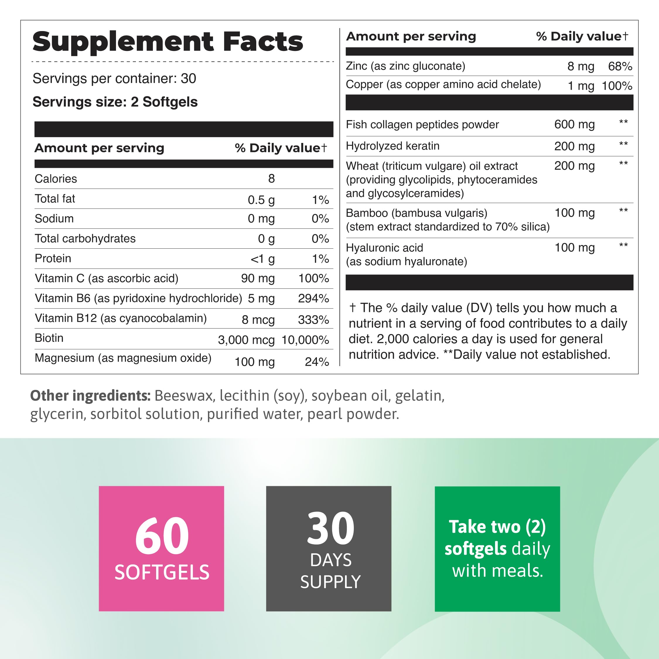 Biotin 3000 mcg per serving label
