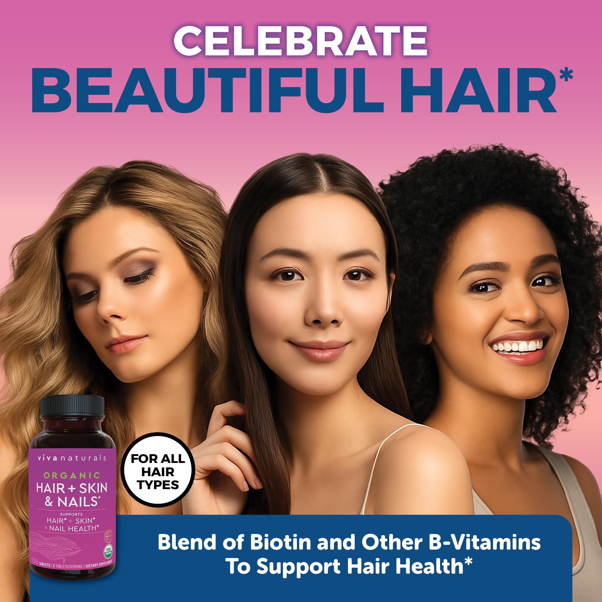 Biotin 5000 mcg with Vitamin E and B-vitamins for healthy hair and nails