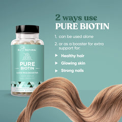 Front label of Biotin 5000 mcg supplement bottle