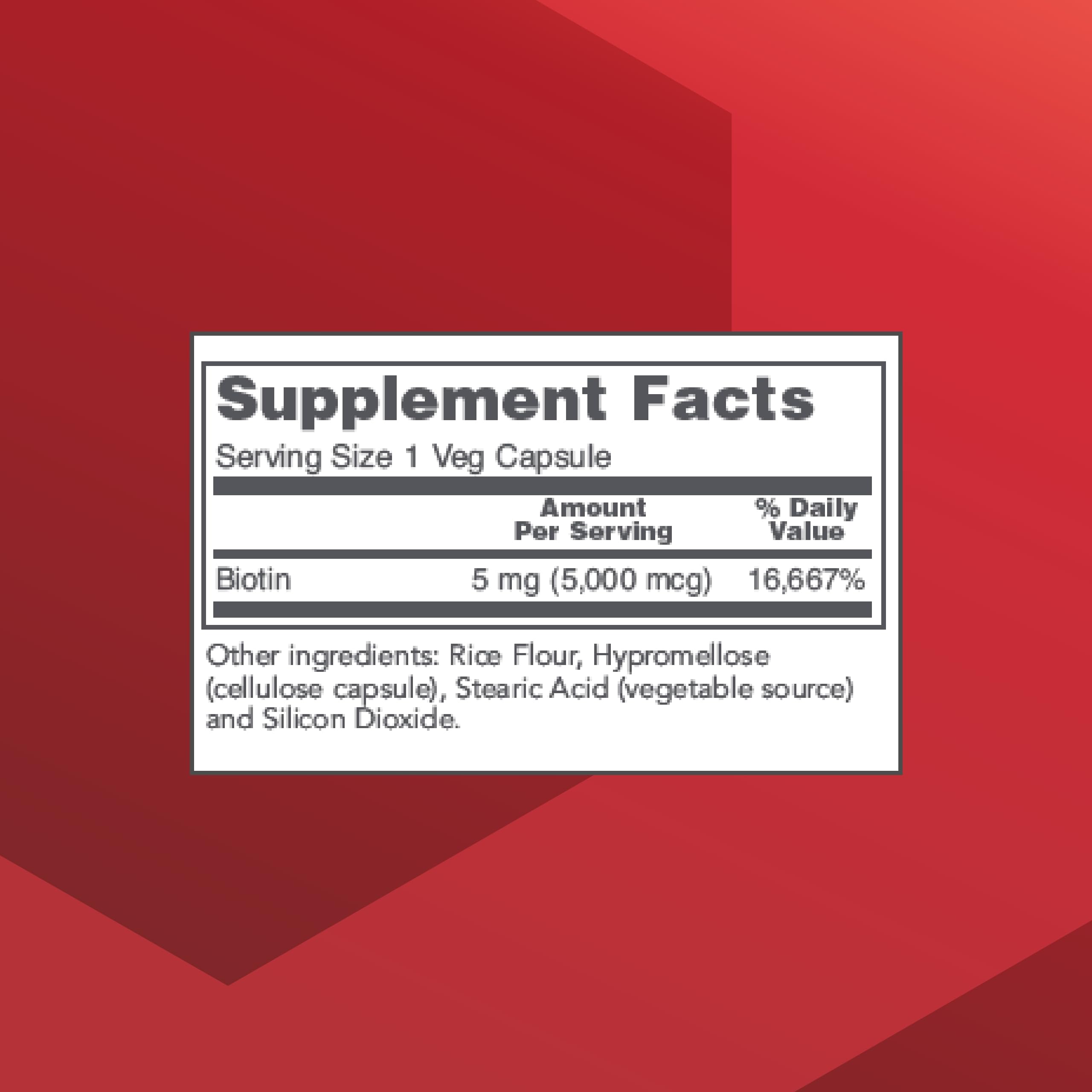 Biotin 5000 mcg capsules for hair, skin and nails