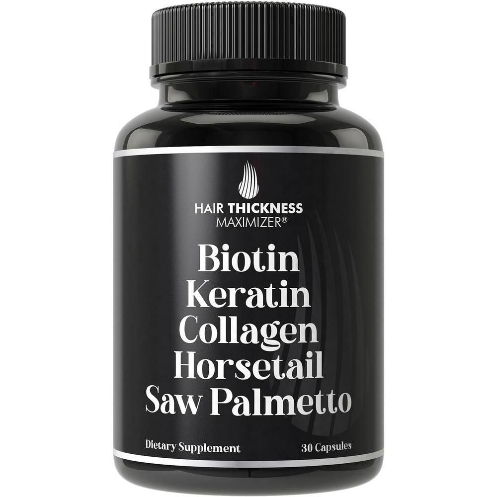 Biotin 5000mcg, Keratin, Collagen, Horsetail & Saw Palmetto capsules - 5-in-1 hair growth supplement