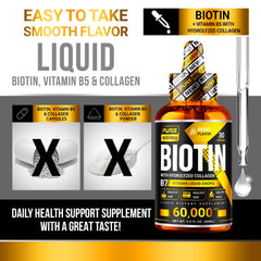 Close-up label of Biotin Collagen liquid drops bottle