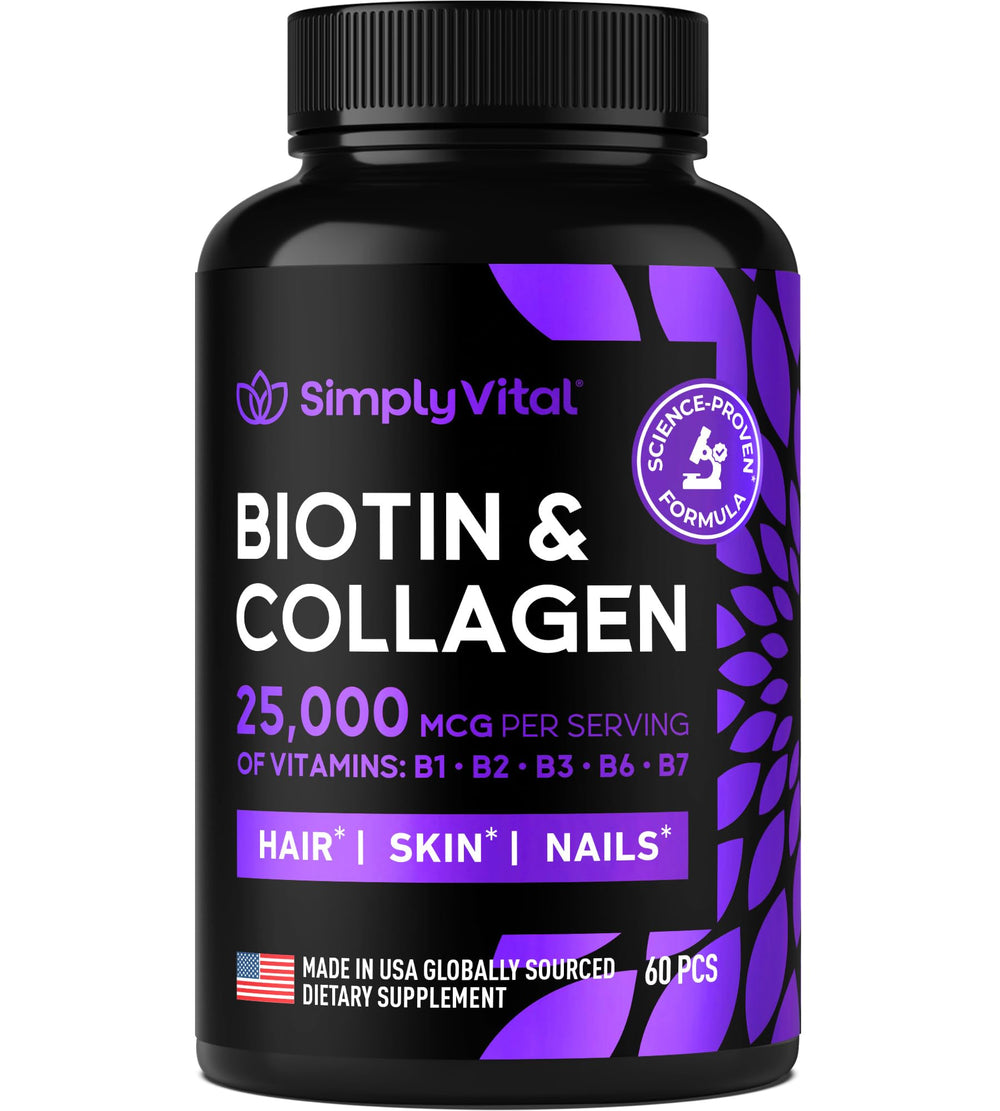 Biotin collagen keratin capsules bottle – 60 capsules, 25000 mcg biotin