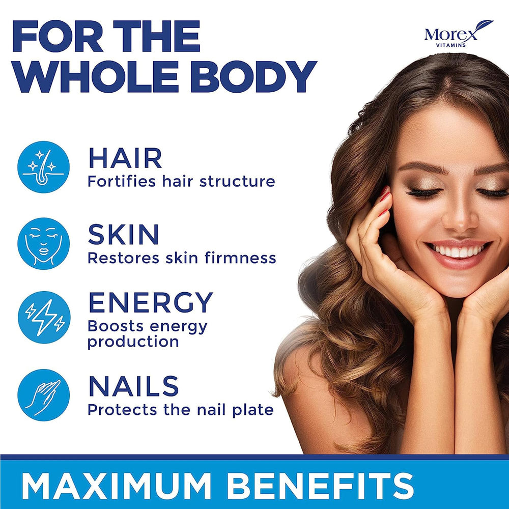 Biotin, collagen and keratin complex imagery for hair health