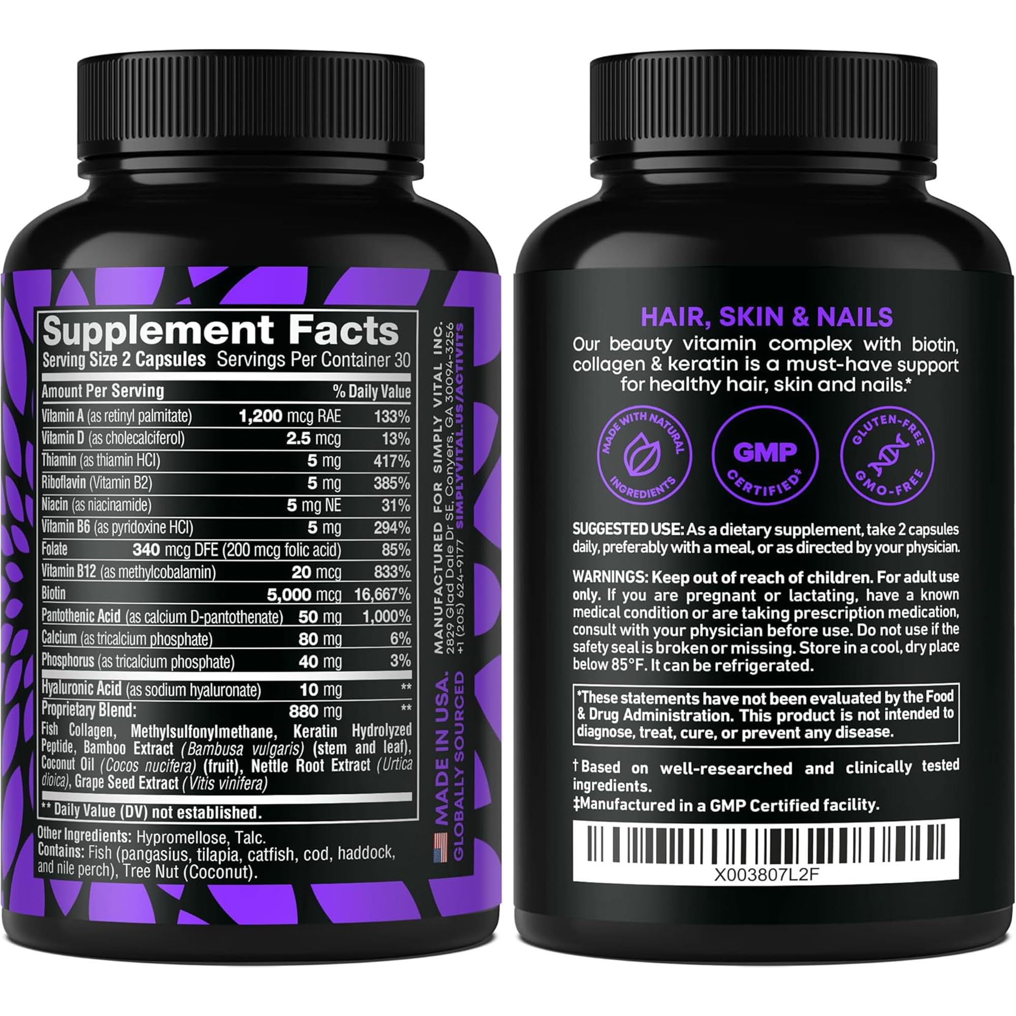 Close-up of capsules and collagen ingredients