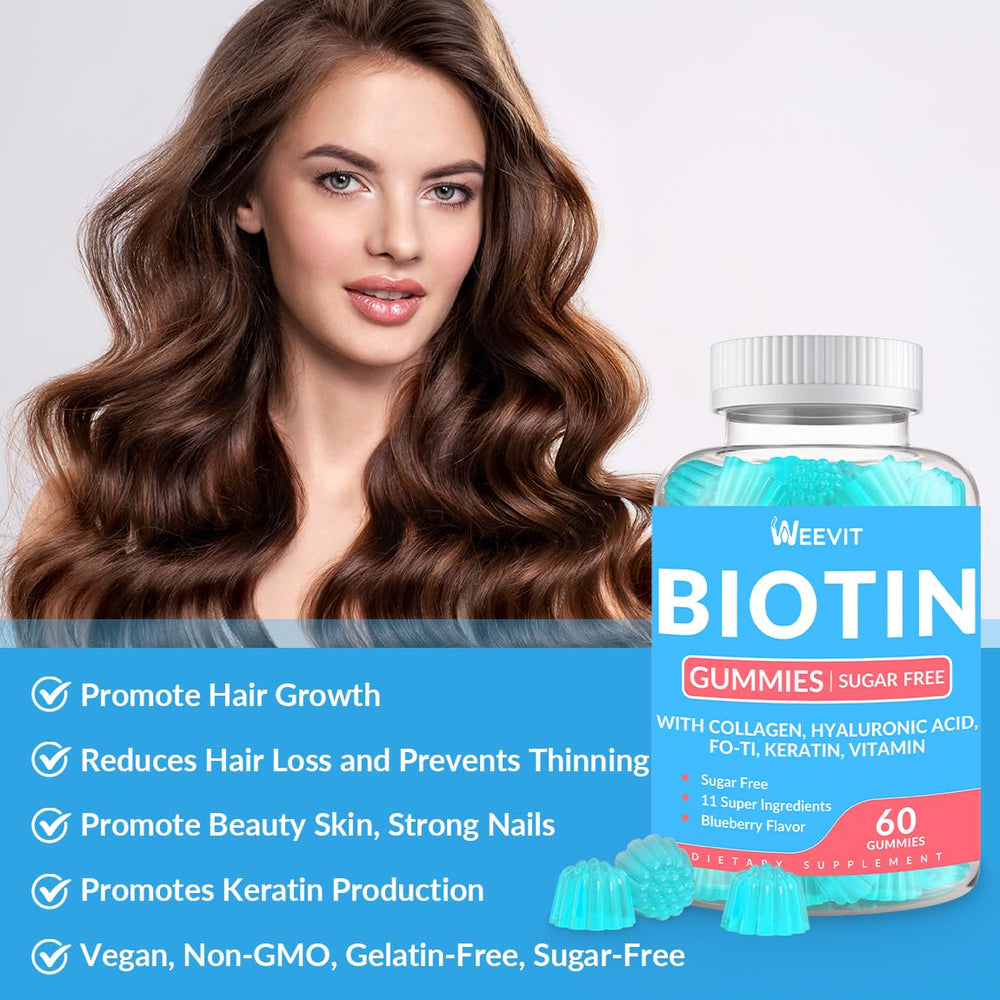 Close up of Biotin Gummies with collagen and vitamins