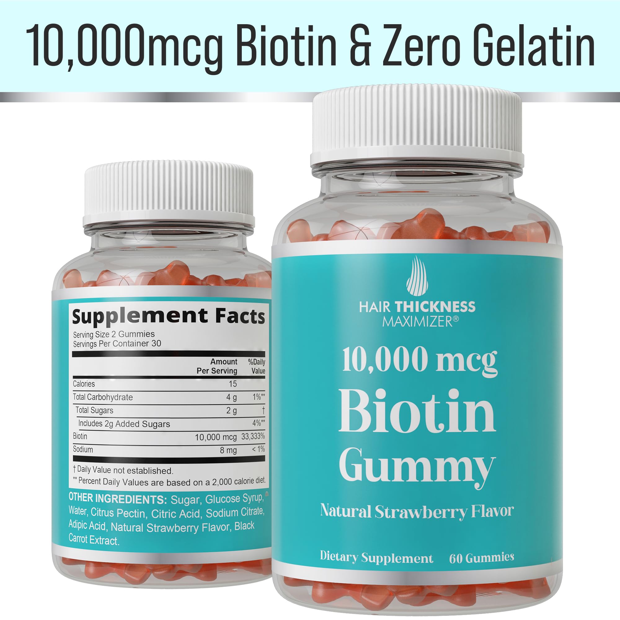 Biotin gummies packaging and bottle
