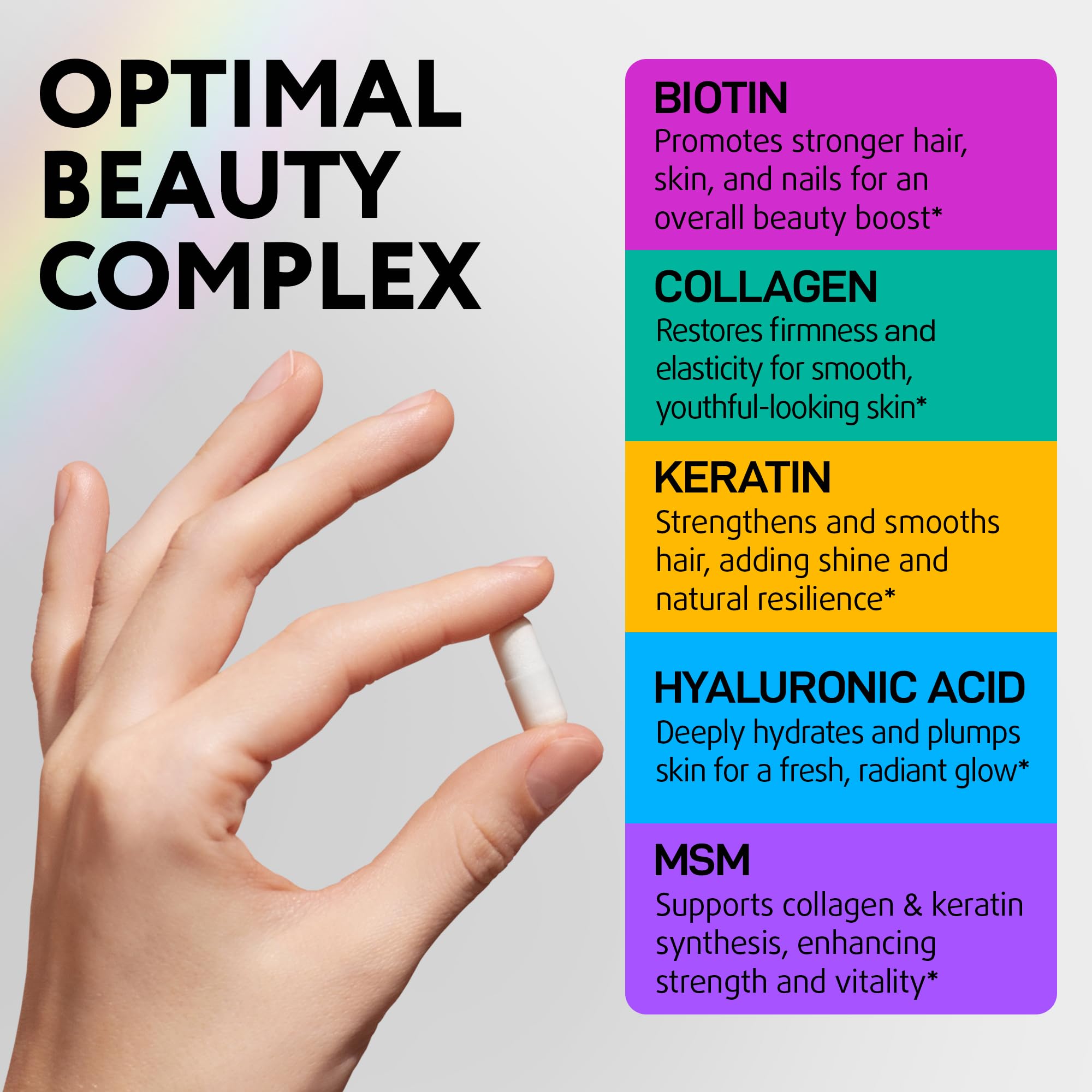 Close-up of Biotin hair growth capsules with collagen and keratin