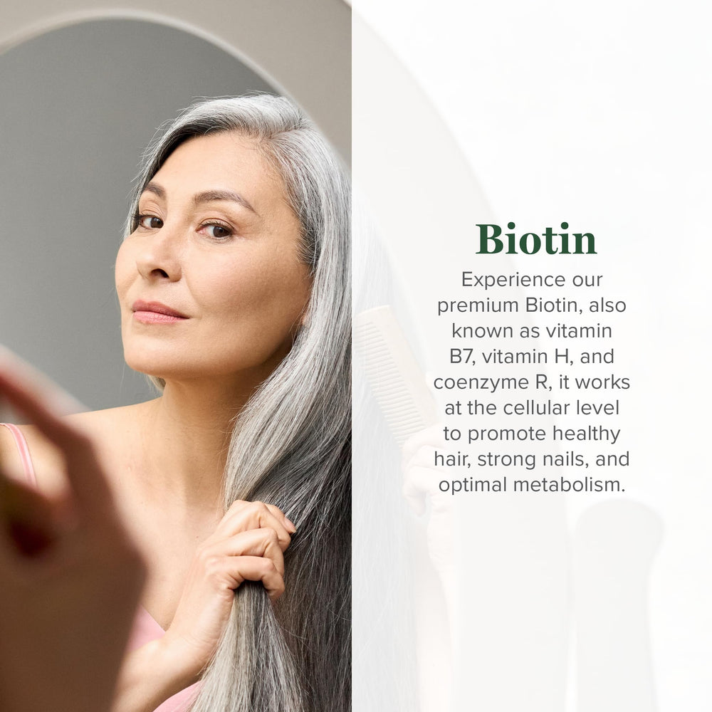Biotin supplement bottle label with 1000 mcg