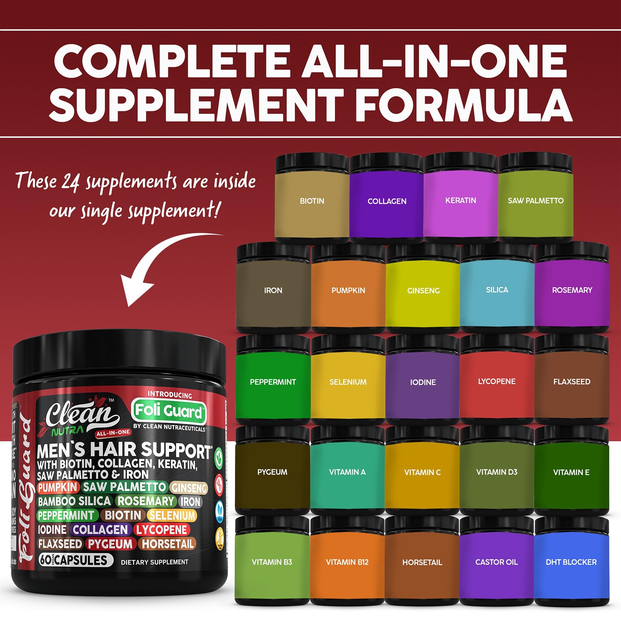 Biotin hair vitamins for men with saw palmetto and keratin