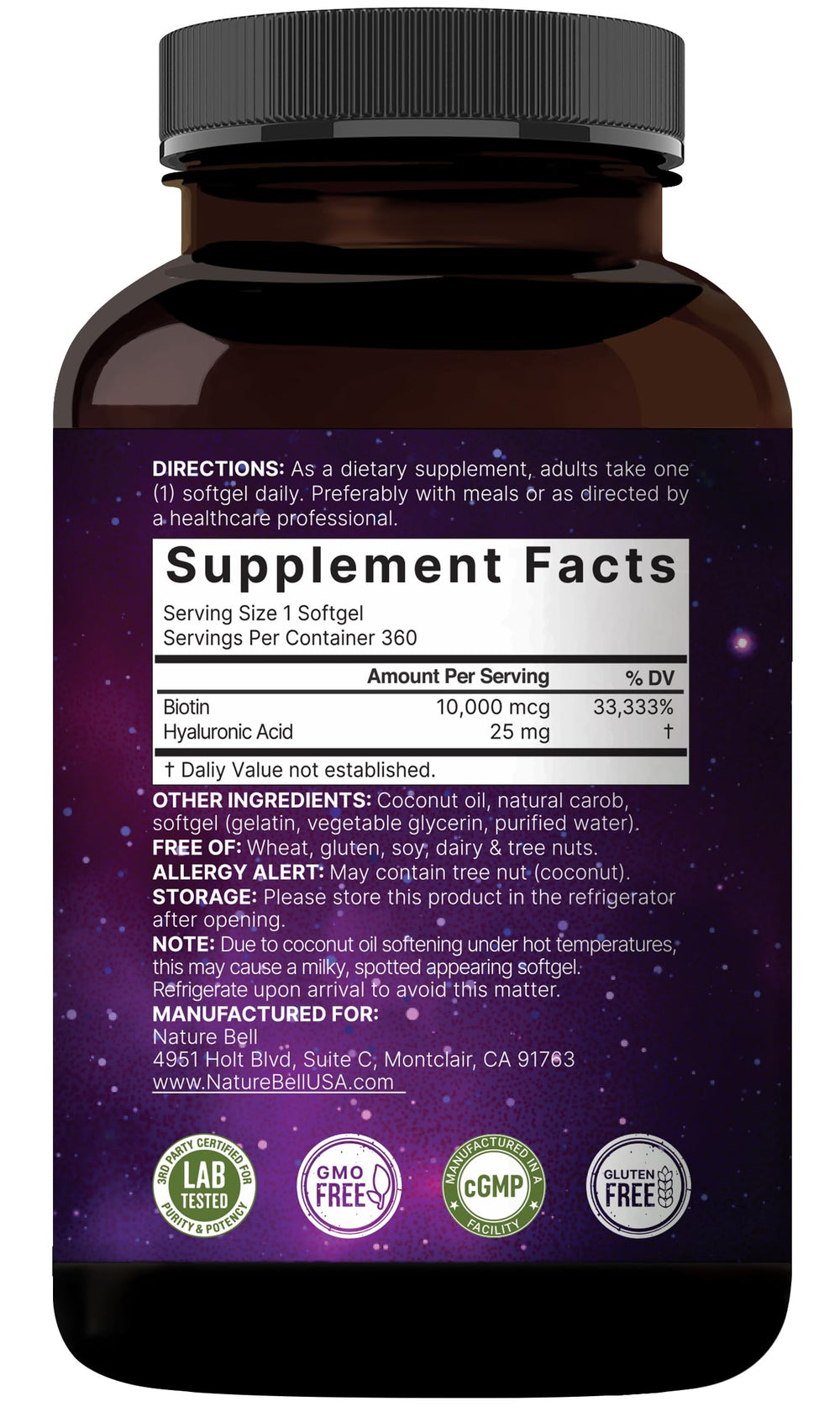 Quick-release Biotin softgels designed for hair, skin and nails